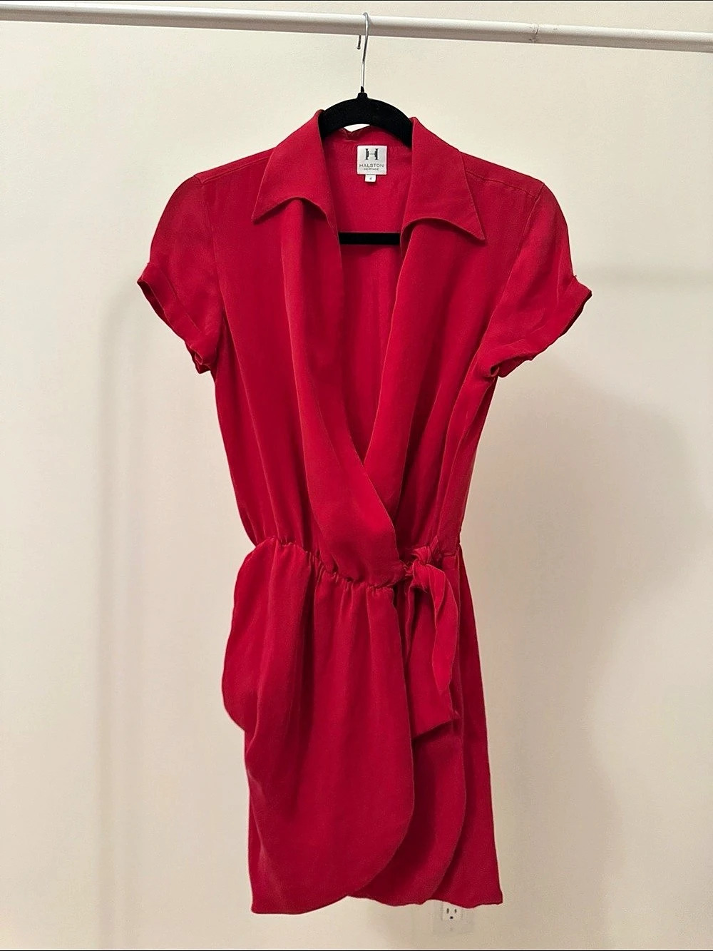 Halston Heritage Red Wrap Mini Dress